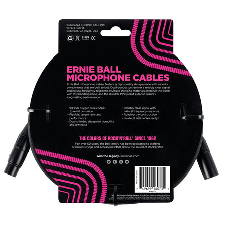 Ernie Ball 25-Feet Classic XLR Microphone Cable Male/Female - Black