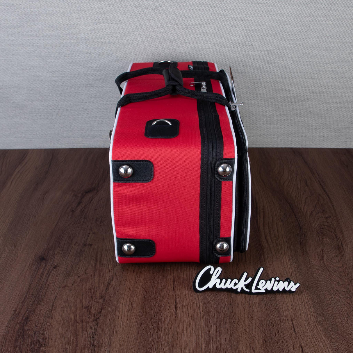Marcus Bonna Custom Double Case for Piston Trumpets - Red / Black, Carbon Fiber Shell