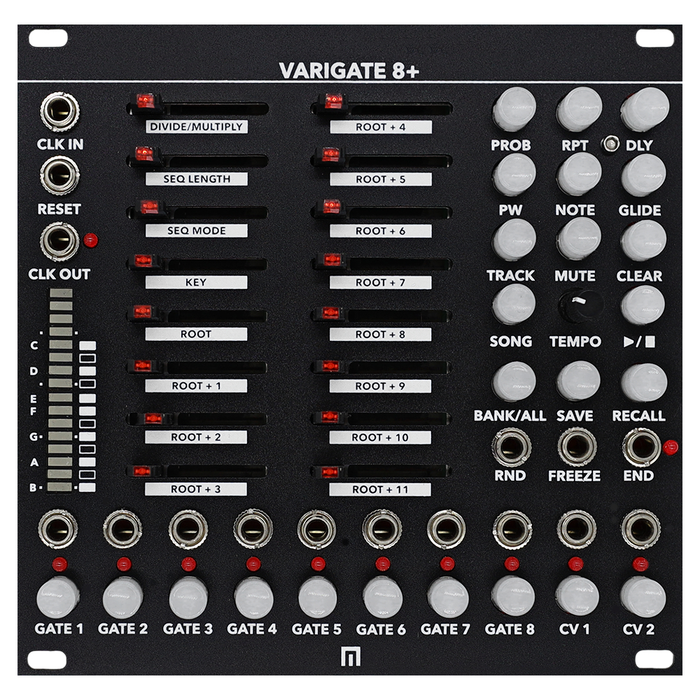 Malekko Varigate 8+ 8-Channel 16-Step Gate Sequencer + 2 CV Outs - Black