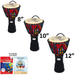 Slap Percussion Rope Djembe Educational 3 Pack with Guides - Mixed Sizes