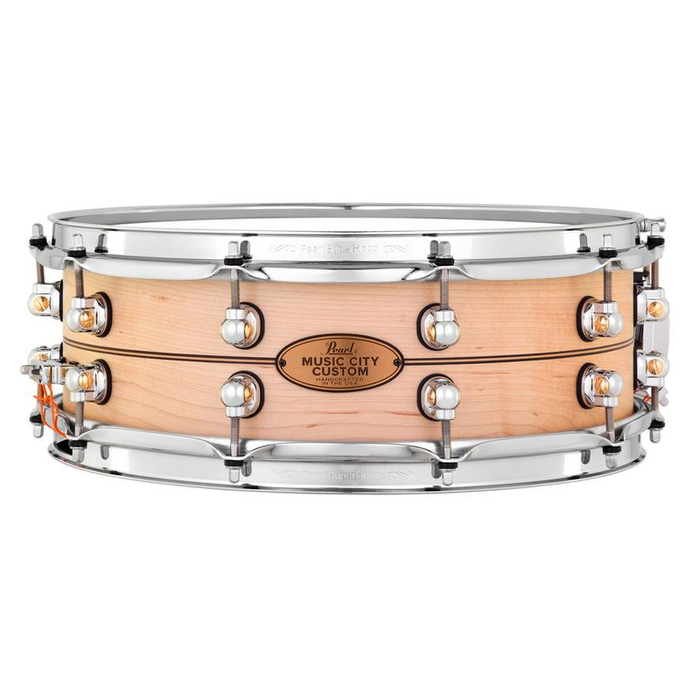 Pearl Music City 14x5-Inch Custom Maple Snare Drum - Natural with Inlays