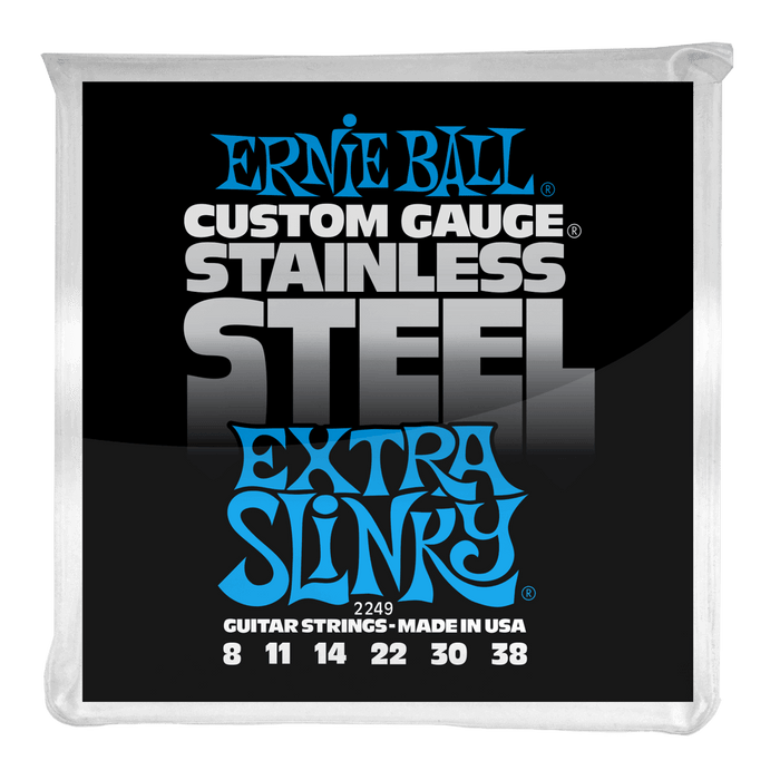 Ernie Ball Extra Slinky Stainless Steel Wound Electric Guitar Strings .08-.38