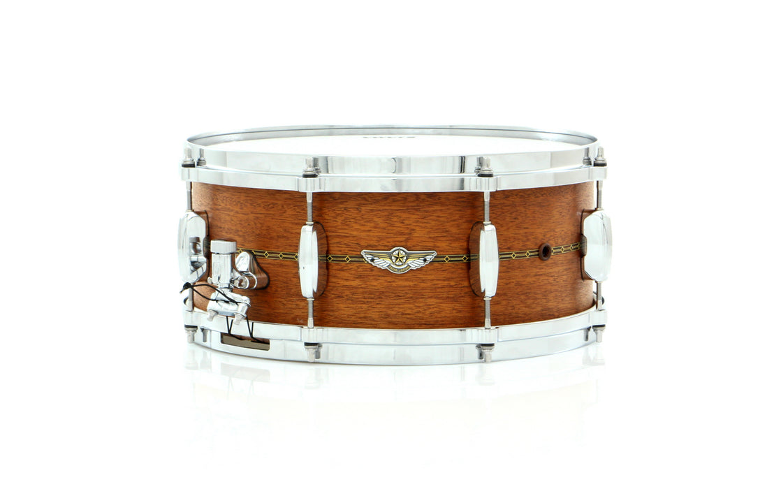 Tama 14" x 6" STAR Solid Mahogany Snare Drum Oiled Natural Mahogany With Inlay Outside