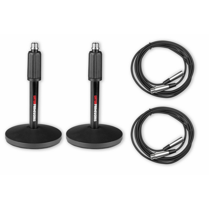 Gator GFWMICDESKTOP2PK Desktop Mic Stand 2-Pack With XLR Cables