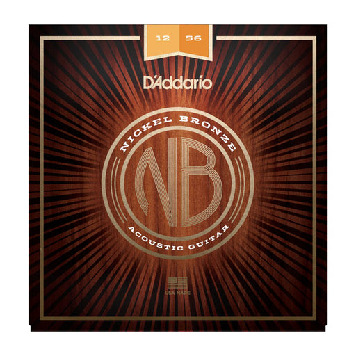 D'Addario NB1256 Nickel Bronze Acoustic Guitar Strings, Light Top / Medium Bottom, 12-56