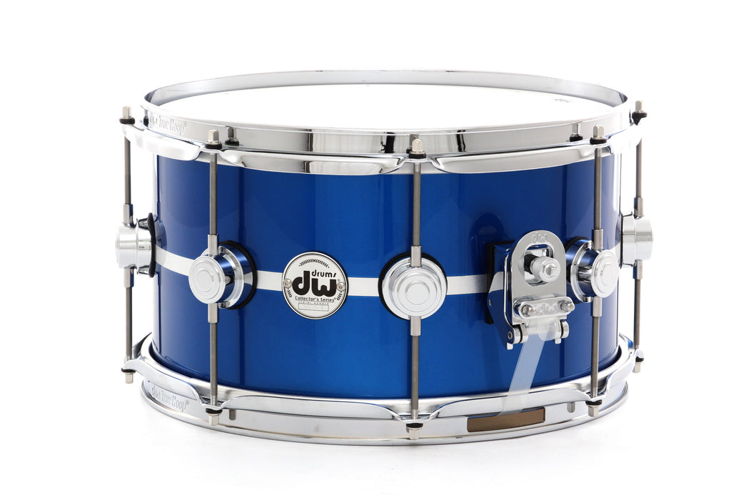 DW 13" x 7" Collector's Cherry Exotic Snare Drum - Metallic Royal Blue Lacquer With Silver Pinstripe