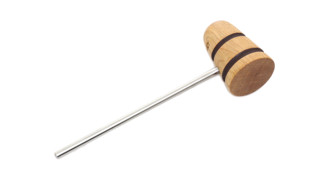 Low Boy Standard Wood Bass Drum Beater - Natural Maple Brown Stripes