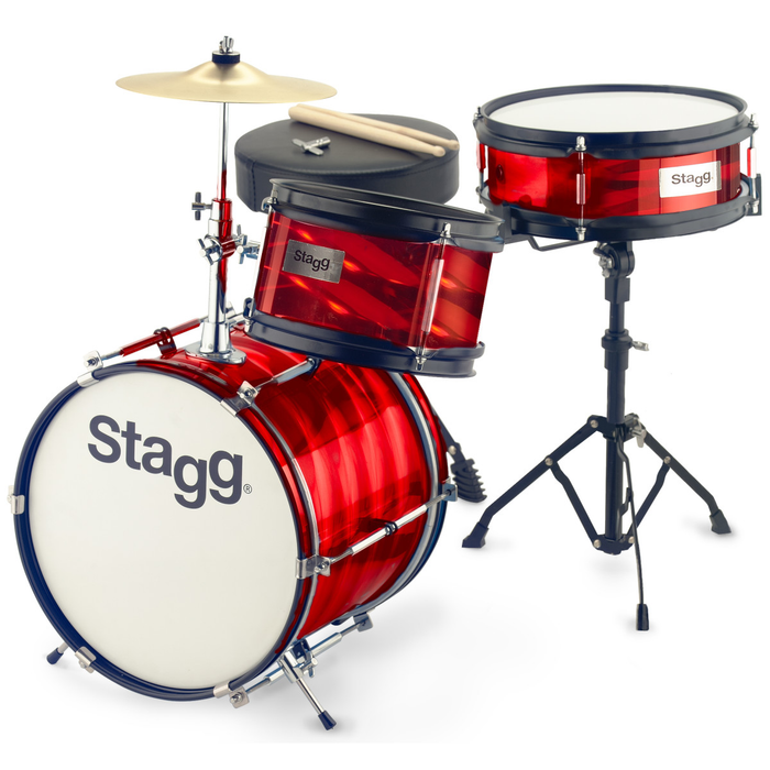 Stagg Tim Jr. 3/12BRD 3 Piece Junior Drum Set With 12" Kick And Hardware - Red