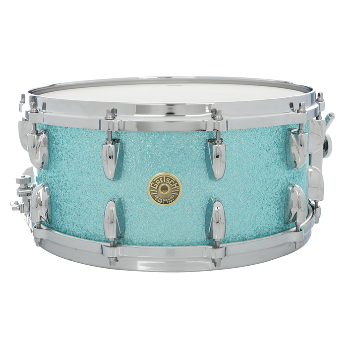 Gretsch USA Custom 6.5x14" 20-Lug Snare Drum - Nitron Turquoise Sparkle