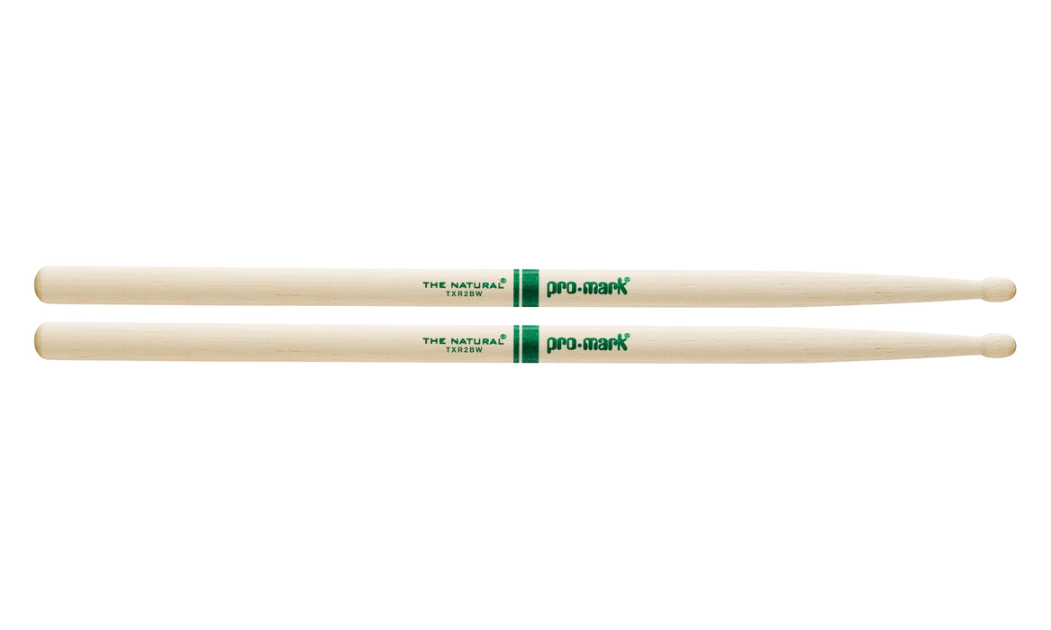 Promark TXR2BW Hickory 2B The Natural Wood Tip drumstick
