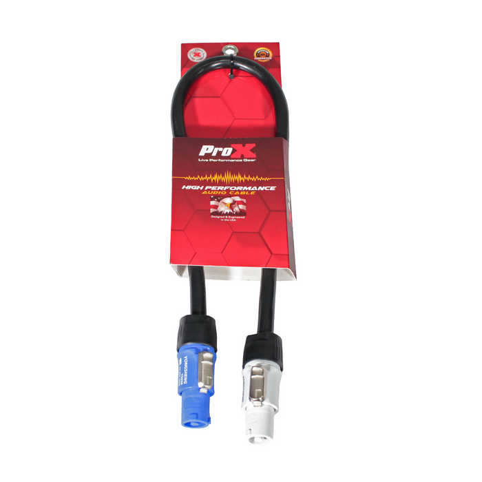 ProX XC-PWC12-02 2 Ft. High Performance 12AWG Blue to Gray Link Cable for PowerCon compatible devices