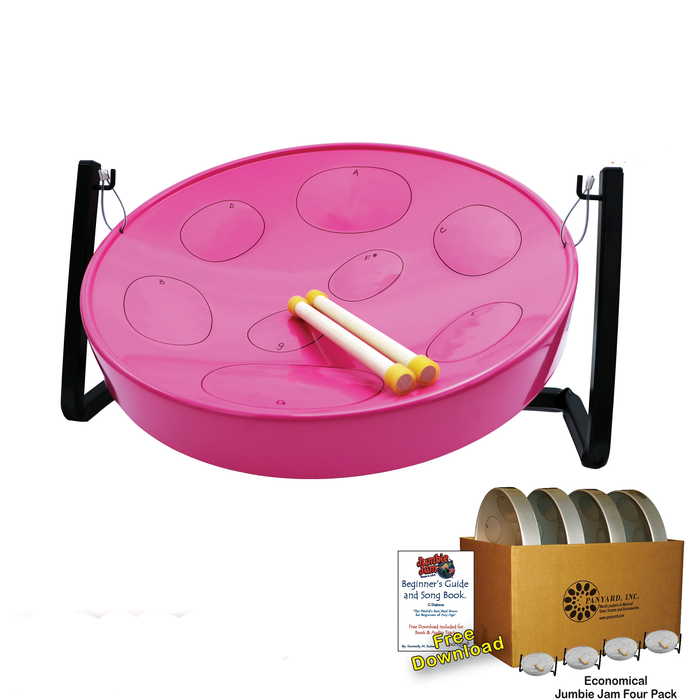 Jumbie Jam Table Top Steel Drum Educators 4-Pack Kits - Pink Pans