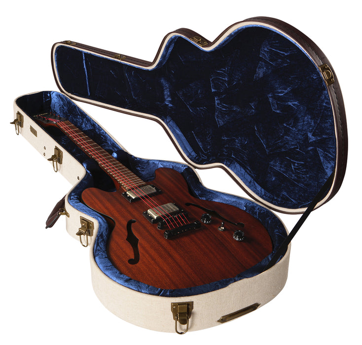 Gator Cases GW-JM 335 Deluxe Wood Case For Semi-Hollow Electric Guitars - Journeyman Burlap Exterior