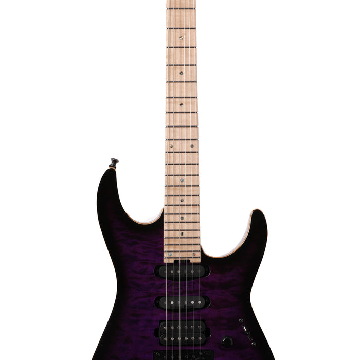 ESP M-III FR Quilt Maple Top Electric Guitar - Deep Purple Sunburst - #US22119