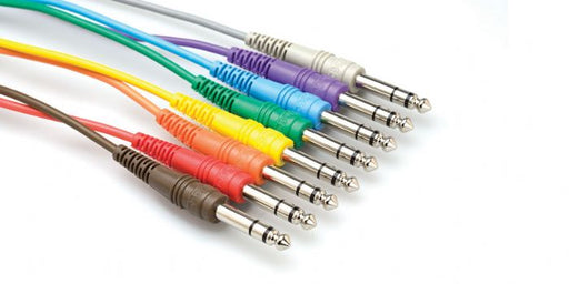 Hosa CSS890 1/4" TRS to 1/4" TRS Balanced Patch Cables, 3 Feet, 8 Pc