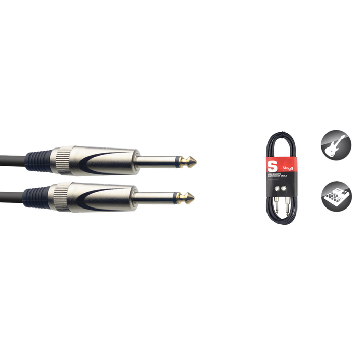 Stagg 20' (6m) S-Series Deluxe Instrument Cable - Black